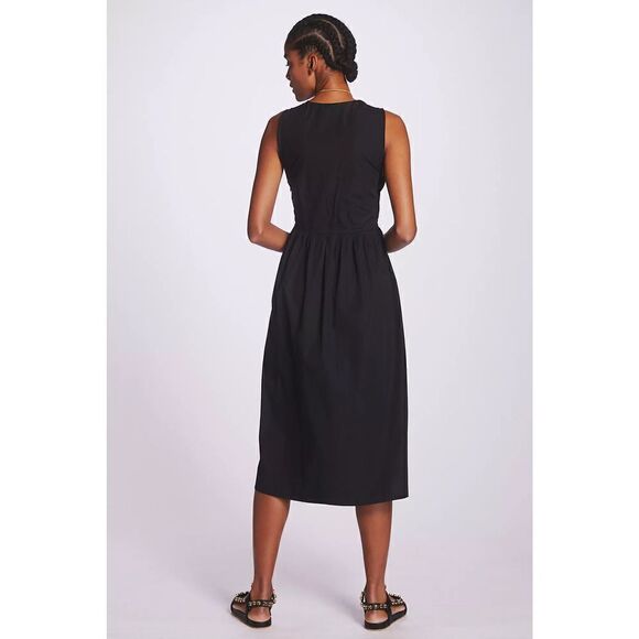Anthropologie - Faithfull Deep-V Midi Dress black size 12 - Picture 2 of 11